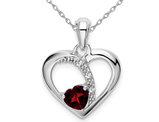 1/2 Carat (ctw) Natural Garnet Heart Pendant Necklace in 14K White Gold with Chain